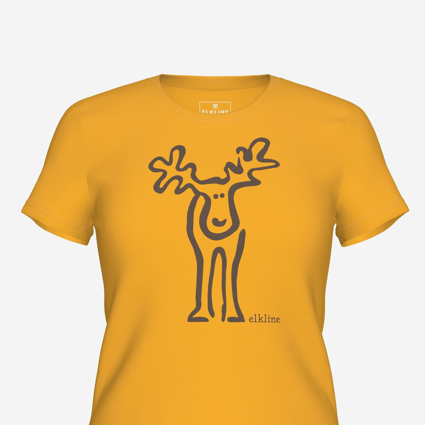 RUDOLFINE-Retro Elch T-Shirt aus reiner Bio-Baumwolle für Damen-Elkline-1