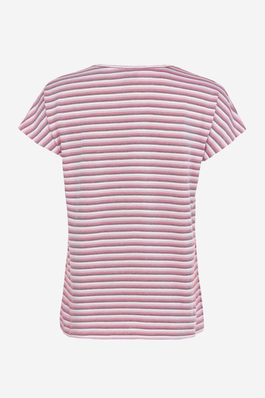 Pink-weiß gestreiftes T-Shirt mit angeschnittenen Ärmeln von Elkline