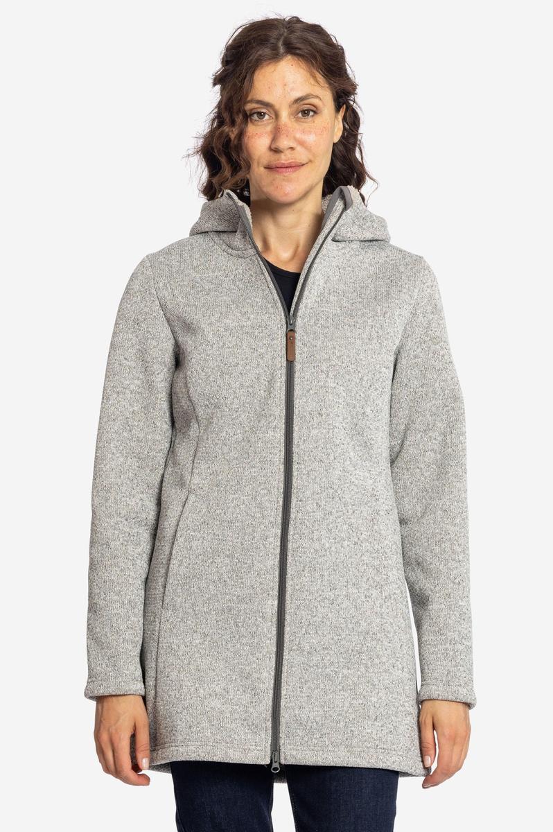 MORNING DEW Damen Fleecemantel in Khaki von vorn