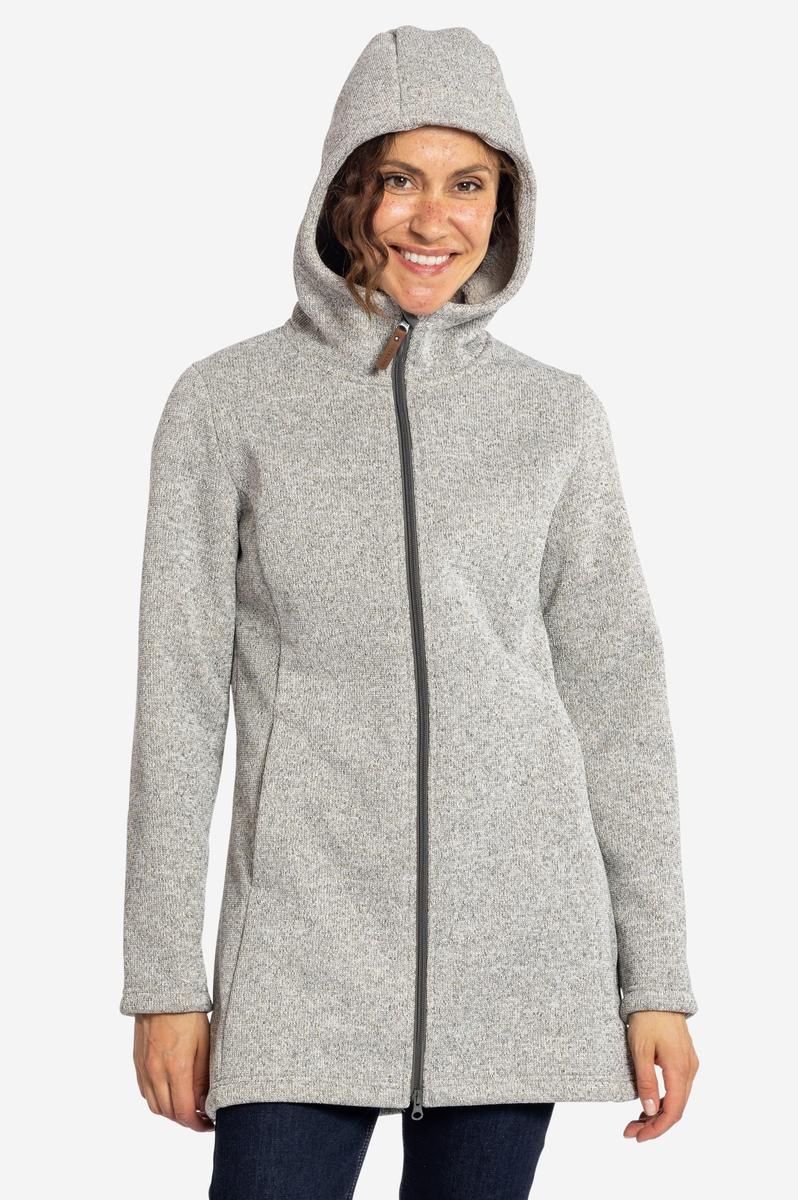 MORNING DEW Damen Fleecemantel in Khaki mit Kapuze