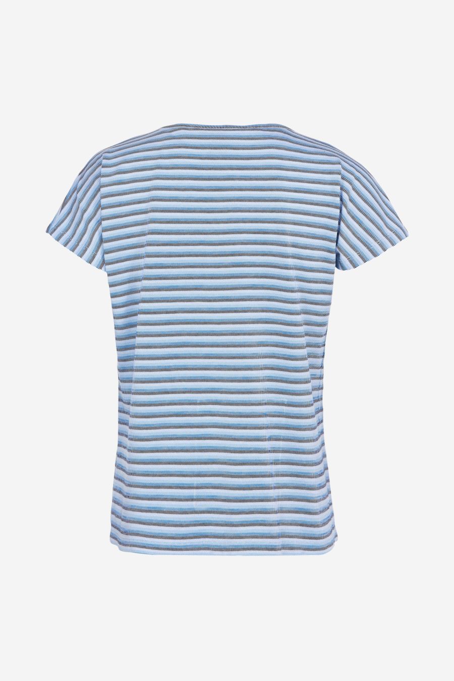 Dunkelblaues T-Shirt mit weißen Streifen und angeschnittenen Ärmeln von Elkline