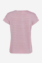 Pink-weiß gestreiftes T-Shirt mit angeschnittenen Ärmeln von Elkline