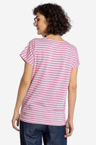 Pink-weiß gestreiftes T-Shirt mit angeschnittenen Ärmeln von Elkline