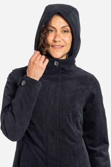 GLASGOW Wasserdichter Cord Wintermantel für Damen anthra - black - Elkline
