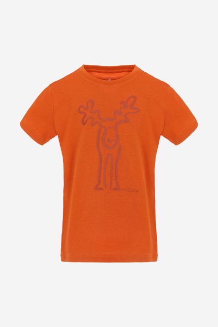 RUDÖLFCHEN Retro Elch T-Shirt aus reiner Bio-Baumwolle für Kinder  darkorange - rust orange - Elkline