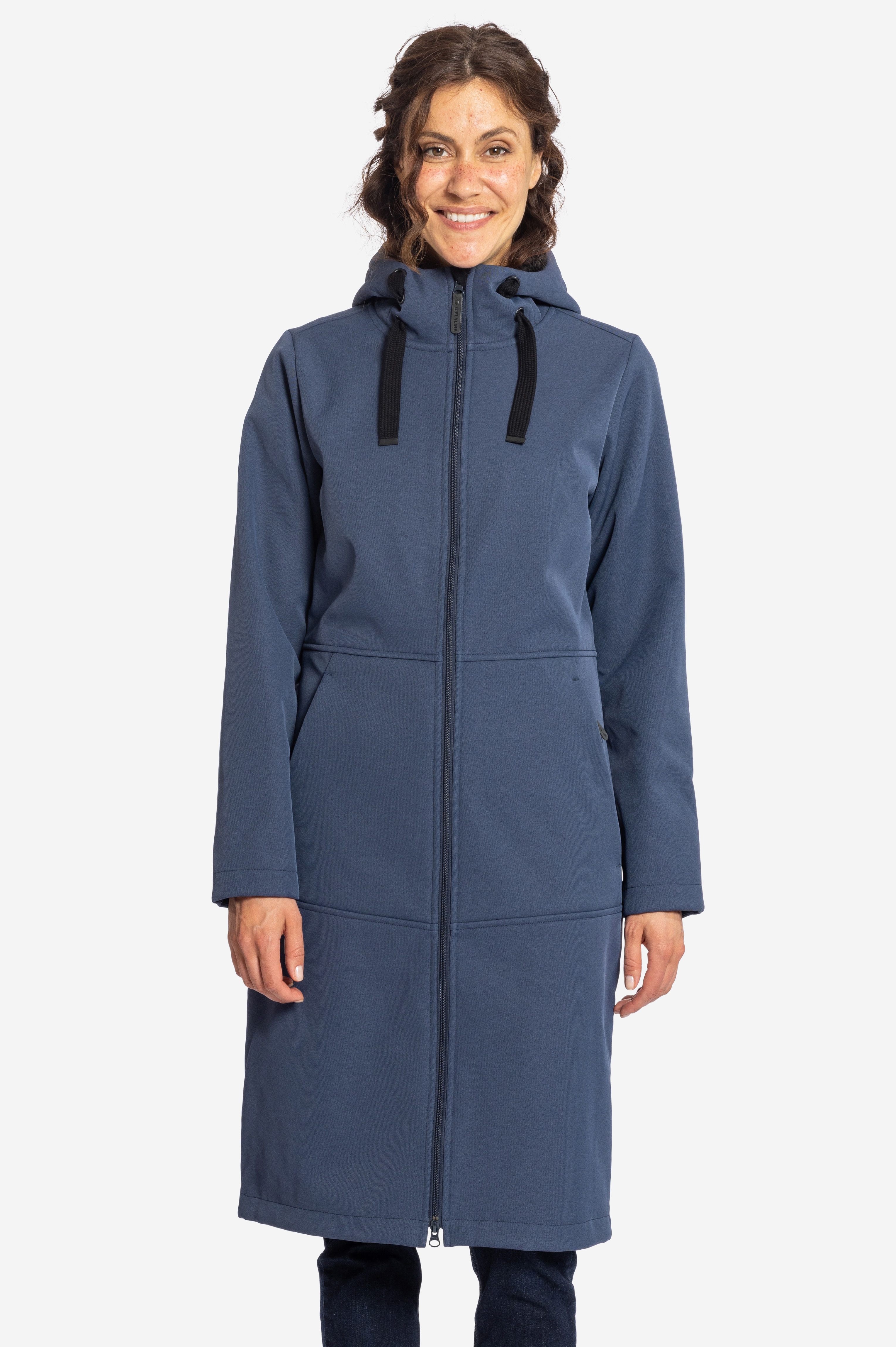 SOFT ICE Langer Softshell Übergangsmantel für Damen darkblue - Elkline