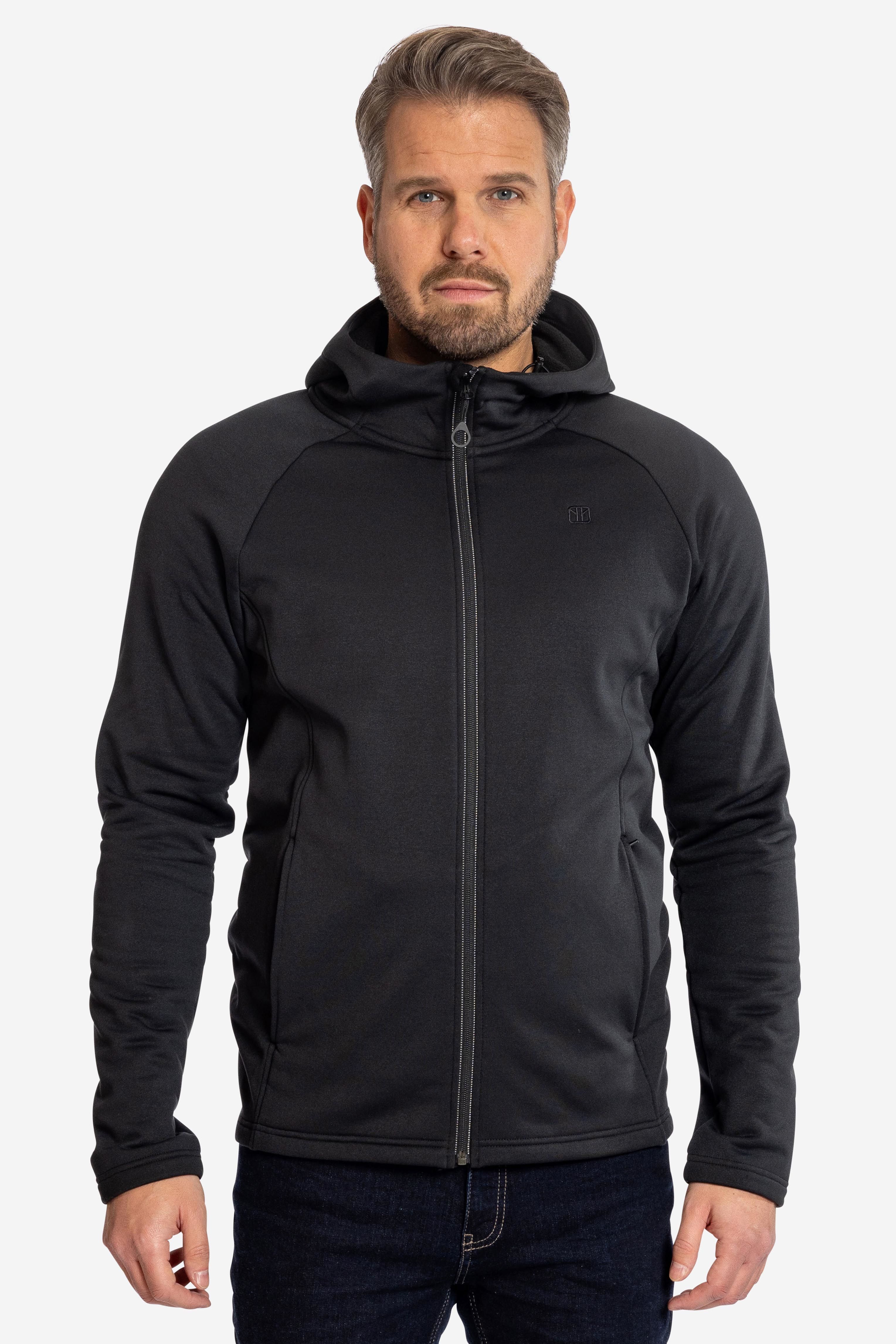 ALL OR NOTHING Stretch Fleecejacke mit Kapuze für Herren black - Elkline
