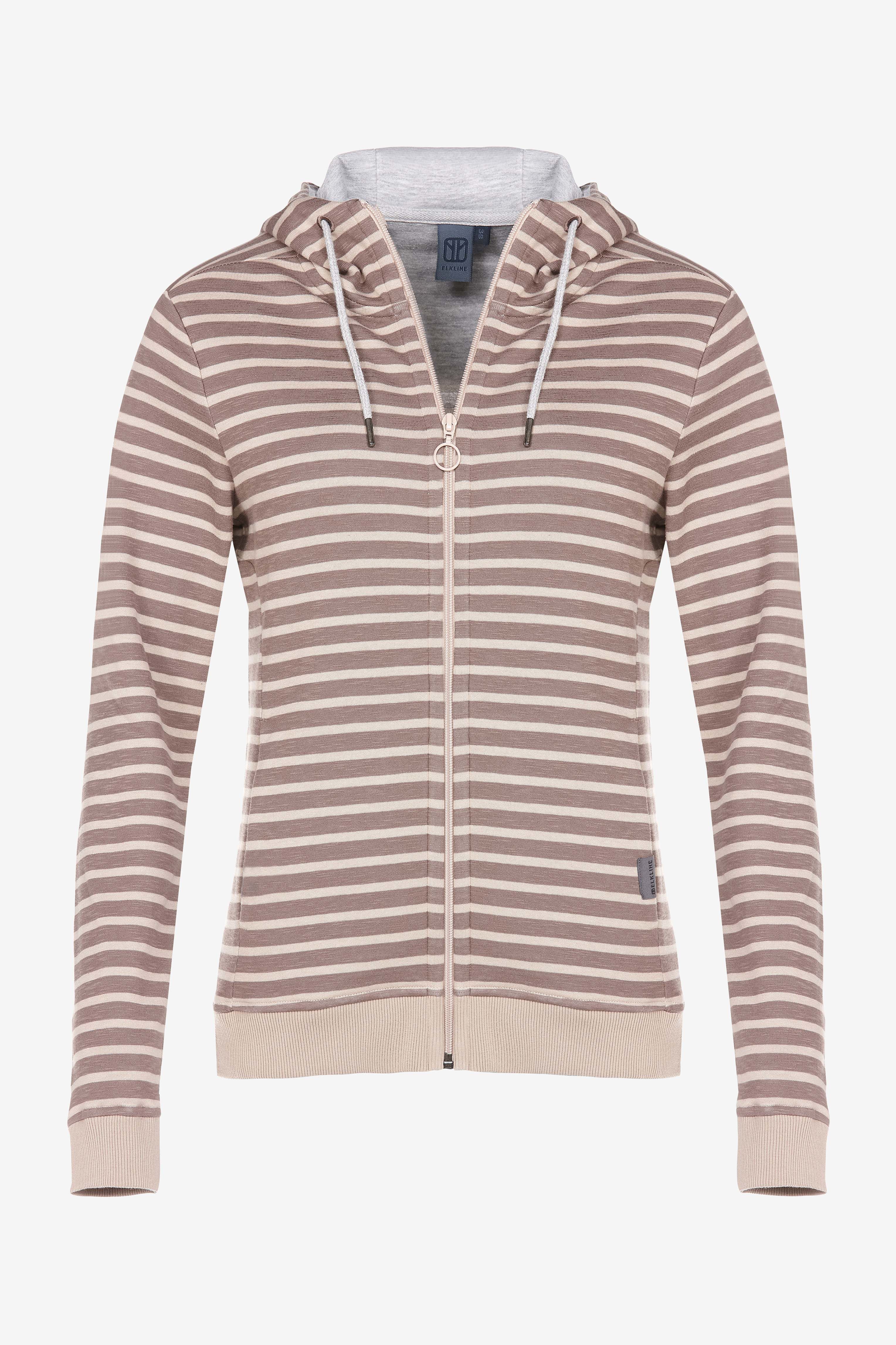 NEW DAY Ringel Sweatjacke mit Kapuze für Damen mudbrown sand Elkline