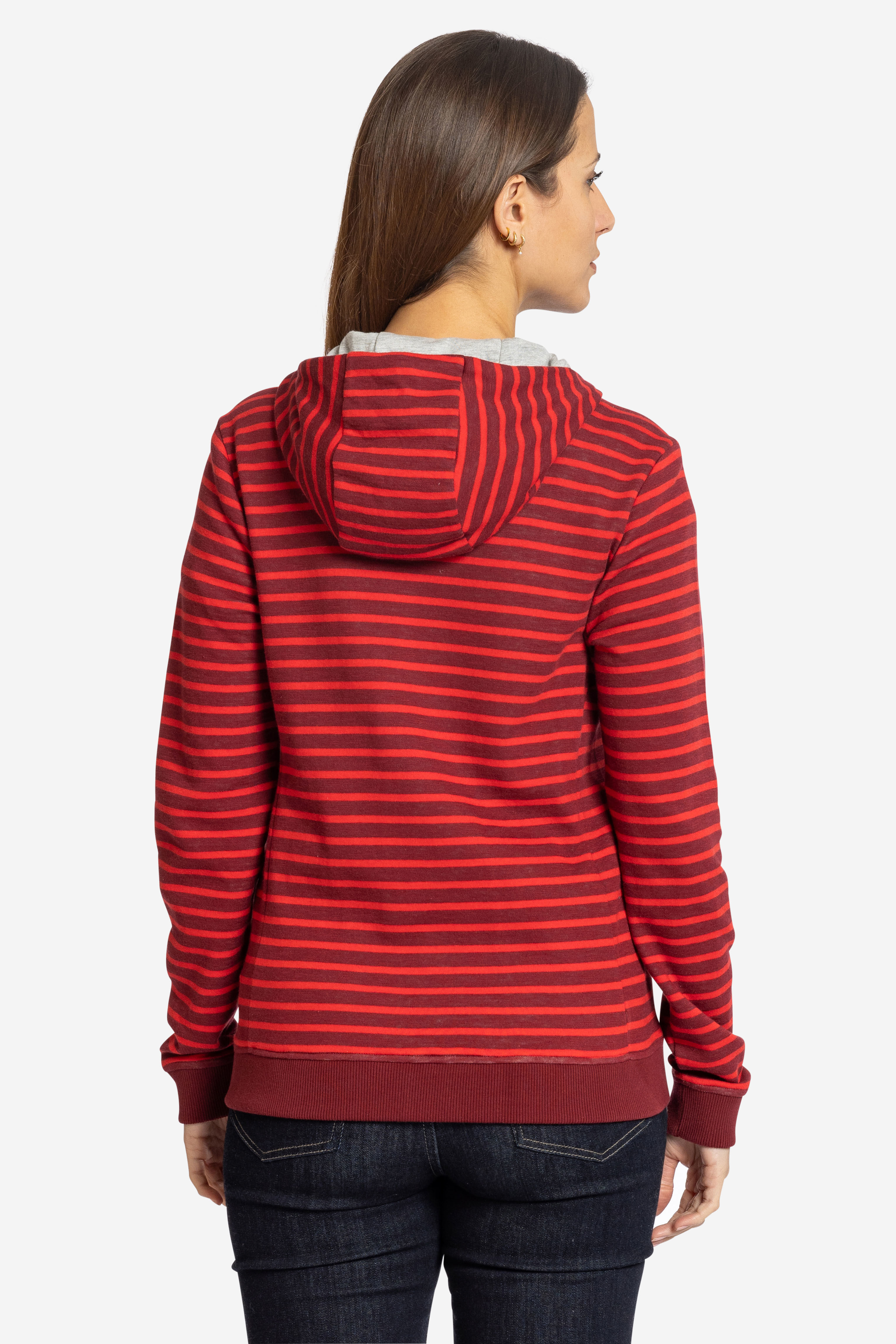 NEW DAY Ringel Sweatjacke mit Kapuze für Damen syrahred auraorange