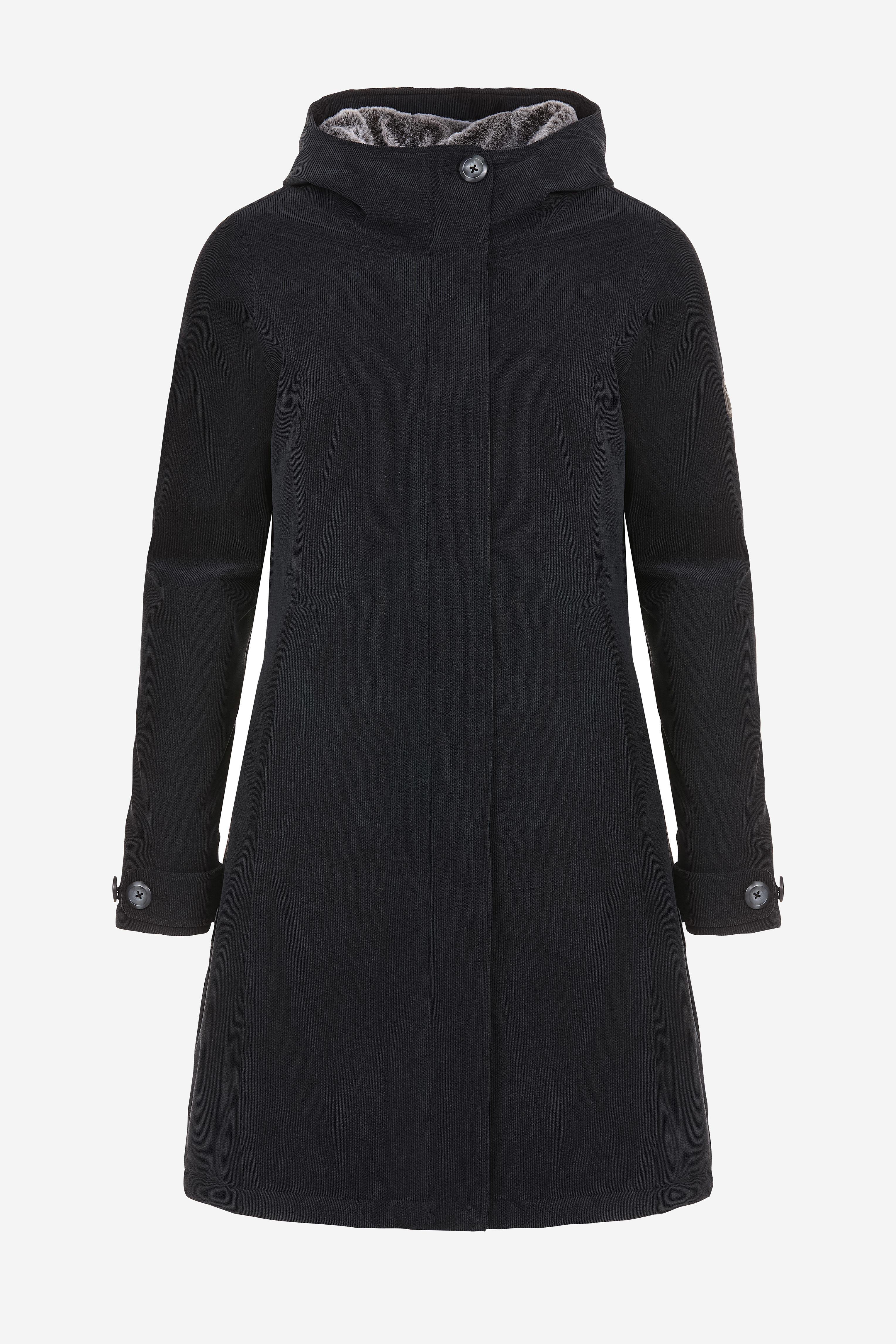 GLASGOW Wasserdichter Cord Wintermantel für Damen anthra black Elkline